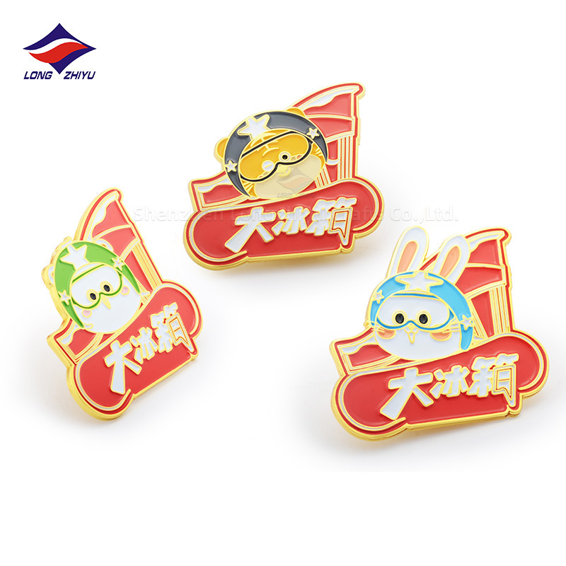 Longzhiyu Custom Funny Character Letter Soft Enamel Badges with Your Own Design Cute Letters Metal Lapel Pins