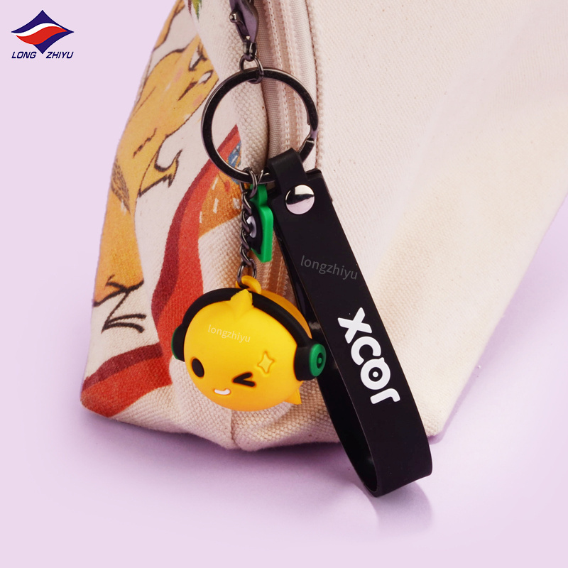 Longzhiyu 17 Years Factory 3D Cartoon PVC Keychain Custom Logo Cute Doll Rubber Keyring Bag Charm