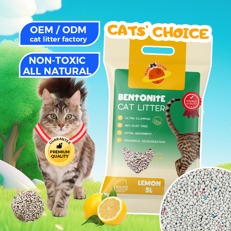 OEM Factory Supply dust free strong clumping cat litter arena para gato colorful ball shape Premium bentonite cat litter sand