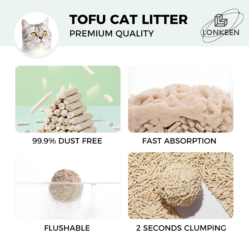 Green Tea scent Bean curd cat litter dust-free water absorption deodorizati tofu cat litter with fragrance