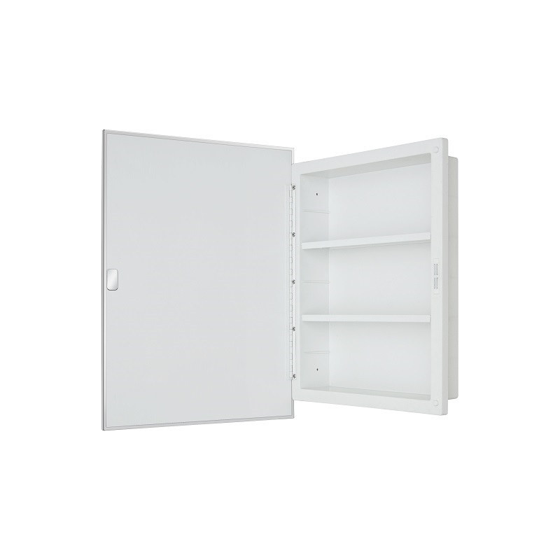 Plastic bathroom mirror medicine cabinet with metal frame