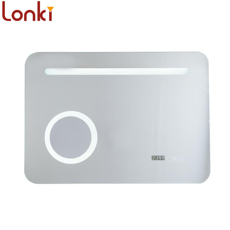 LED bathroom mirror Aluminum silver back frame magnifying Make up led mirror with demist pad touch sensor switch