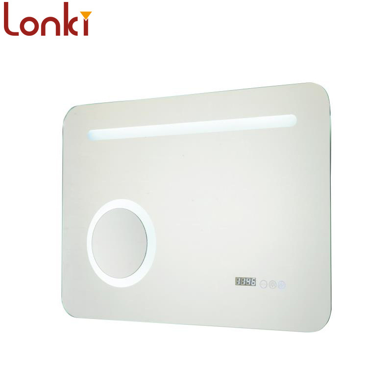 LED bathroom mirror Aluminum silver back frame magnifying Make up led mirror with demist pad touch sensor switch