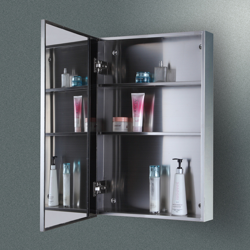 2023 Wall Mounted bathroom vanity mirror cabinet stainless steel framed 2 face mirrored bathroom cabinet for UK market