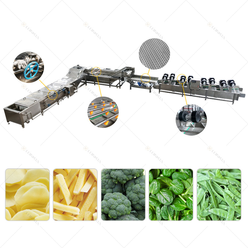 Automatic Vegetable Fruit Processing line fruit vegetable washing cutting blanching machine