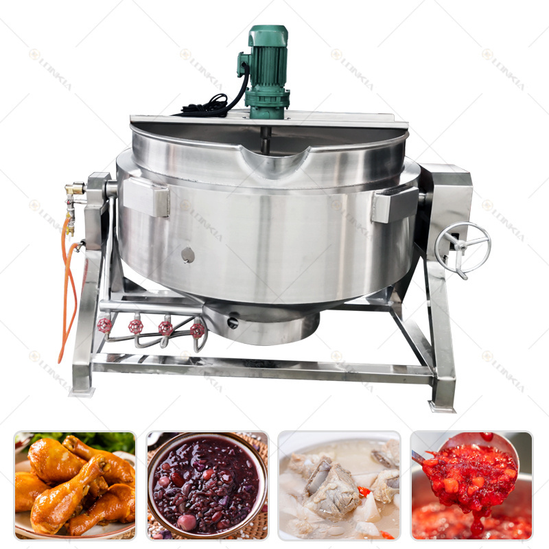 200L 600L 800L jacketed kettle electric gas steam heating planetary stirring pot industrial cooking mixer