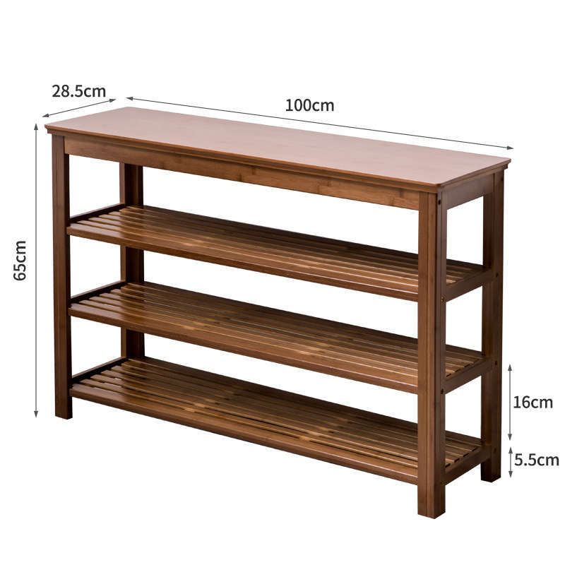 Dark Cherry  Shoe shelf Custom Modern Bamboo Shoe Rack Display Shoes Shelf Storage and Organizer