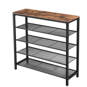 4 Tier Shoe shelf Wooden Metal Shoe Shelves Industrial Shoes Storage Rack and Organizer for Bedroom, Entryway, Hallway