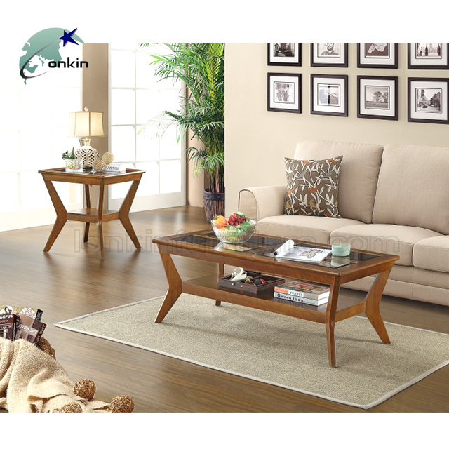 Modern design Luxury lobby white coffee table wooden Tea table with glass top center table for hall