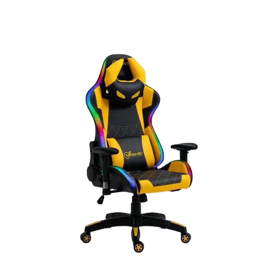 Supplier Verified Executive  Black  Yellow Ergonomic Computer  LED  Gaming Chairs Racing Chair for Gamer