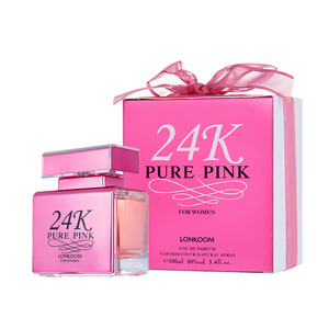 Top selling women perfume 24K pure pink LONKOOM Eau De Parfum long lasting Floral Fruity fragrance