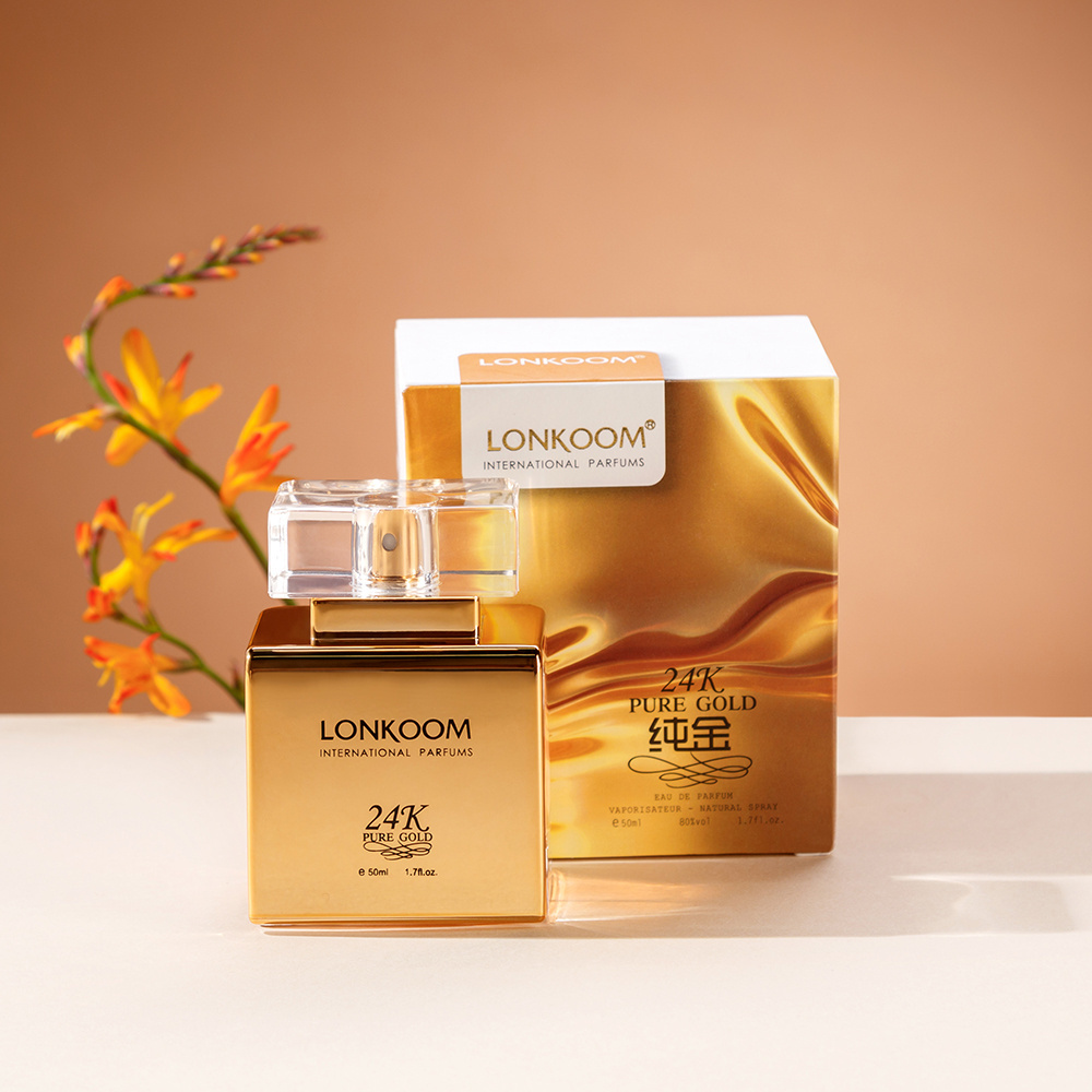 LONKOOM 24K gold perfumes for women customized 10ml 50ml 100ml with long lasting fruity florals fragrance