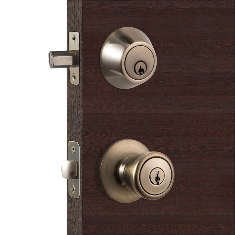 Entry Entrance Keyed Door Knob Lock and Single Cylinder Deadbolt Combo Pack Set Keyed Alike