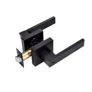 Manufacturer Square Privacy Cylinder Door Lock Lever , Matte Black Security Handle Door Lock