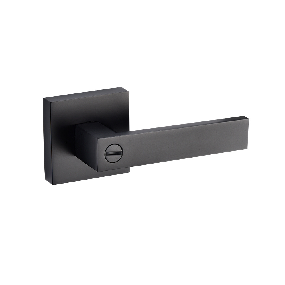 Manufacturer Square Privacy Cylinder Door Lock Lever , Matte Black Security Handle Door Lock