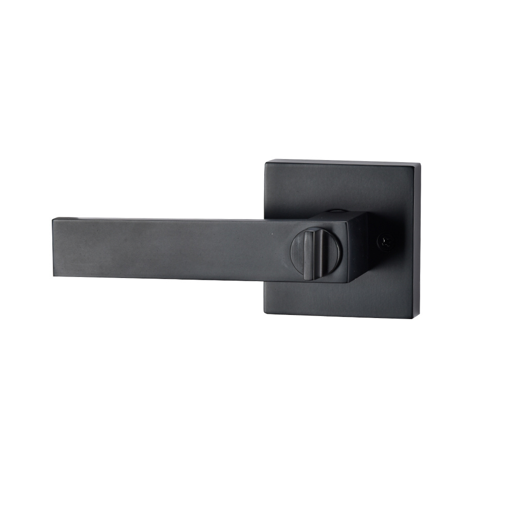 Manufacturer Square Privacy Cylinder Door Lock Lever , Matte Black Security Handle Door Lock