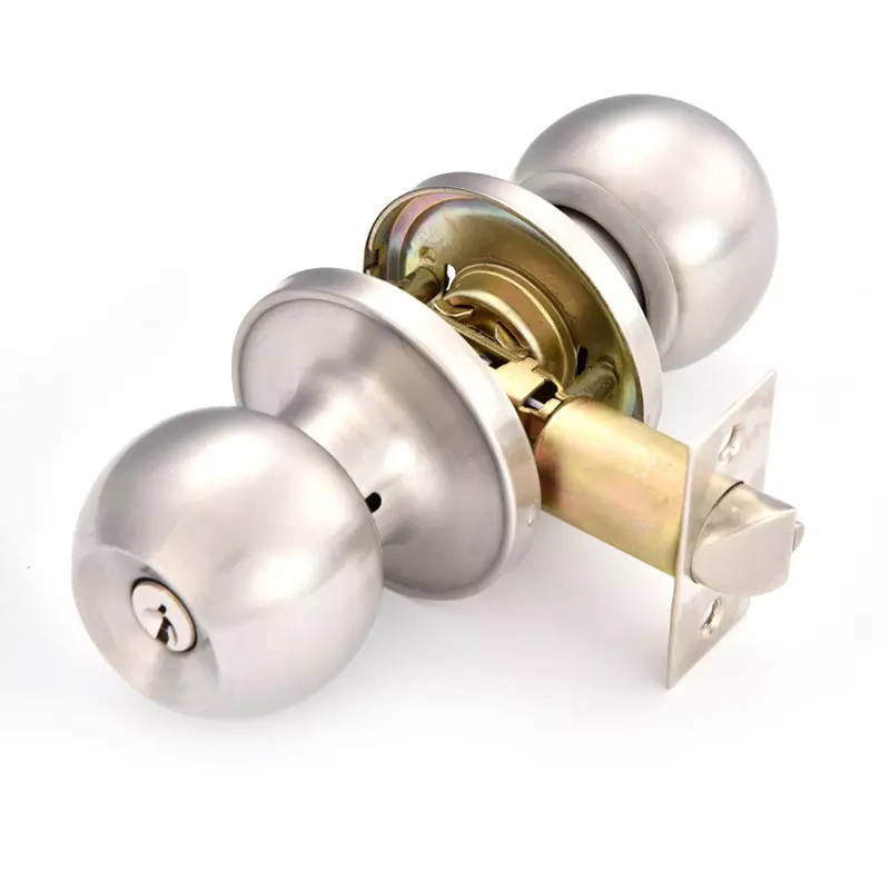 Double sided washroom bathroom cylindrical lockset deadbolt round knob door lock