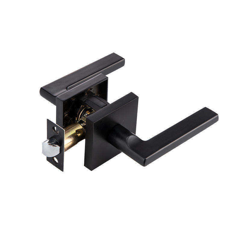 Mortise door handle lock black interior front door handle with lock