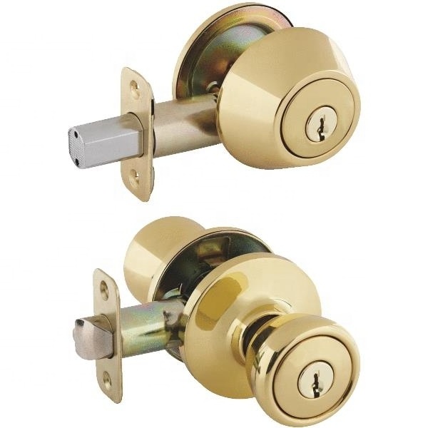 Entry Entrance Keyed Door Knob Lock and Single Cylinder Deadbolt Combo Pack Set Keyed Alike