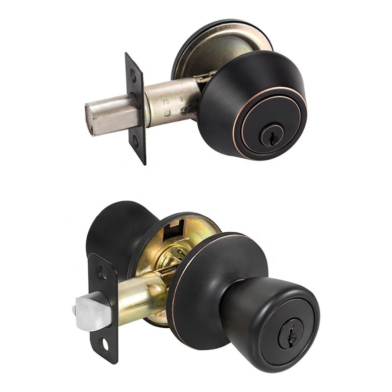 Entry Entrance Keyed Door Knob Lock and Single Cylinder Deadbolt Combo Pack Set Keyed Alike