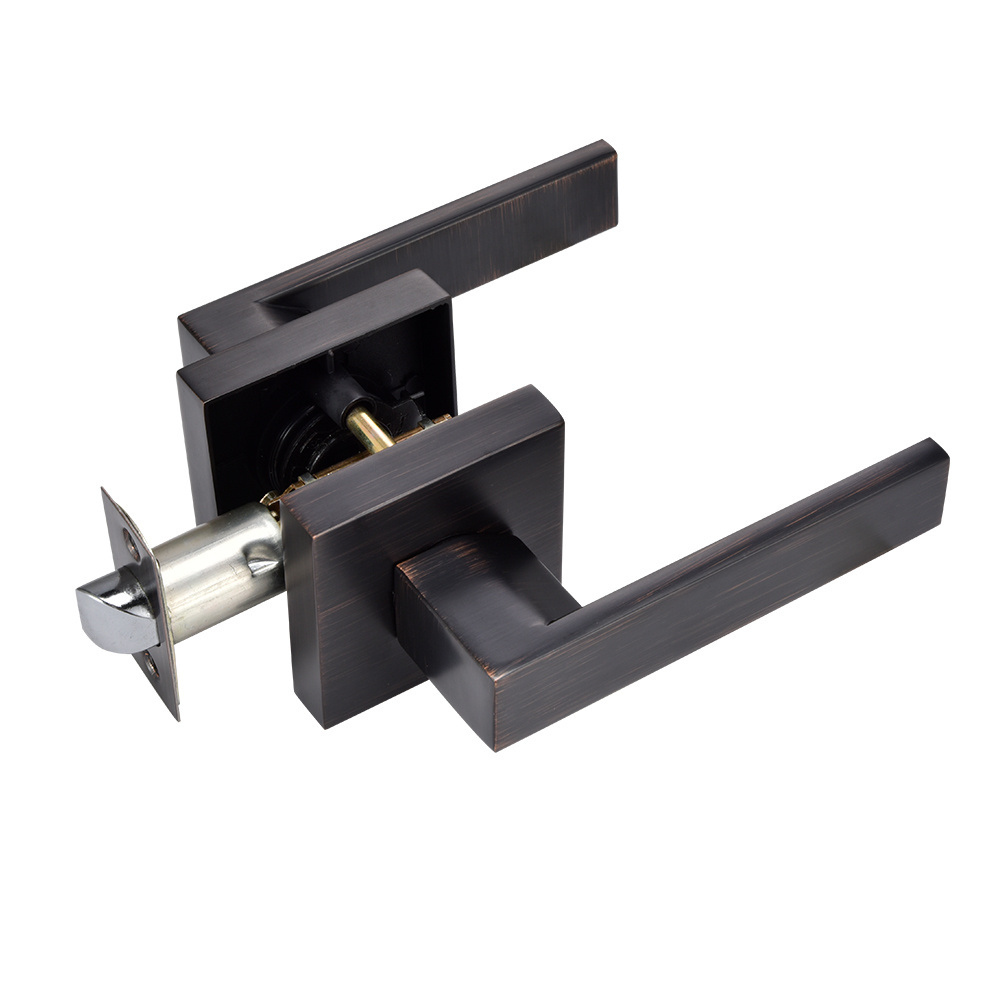 Heavy Duty Exterior Square Door Handle Lock Black Square Deadbolt And Square Handle Lever Combo Lockset