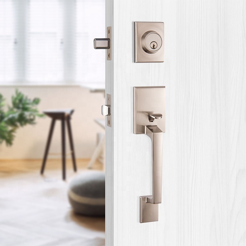 Popular Modern Main Gate Entry Entrance Grip Handle Door Knob Lever And Deadbolt Lock Set