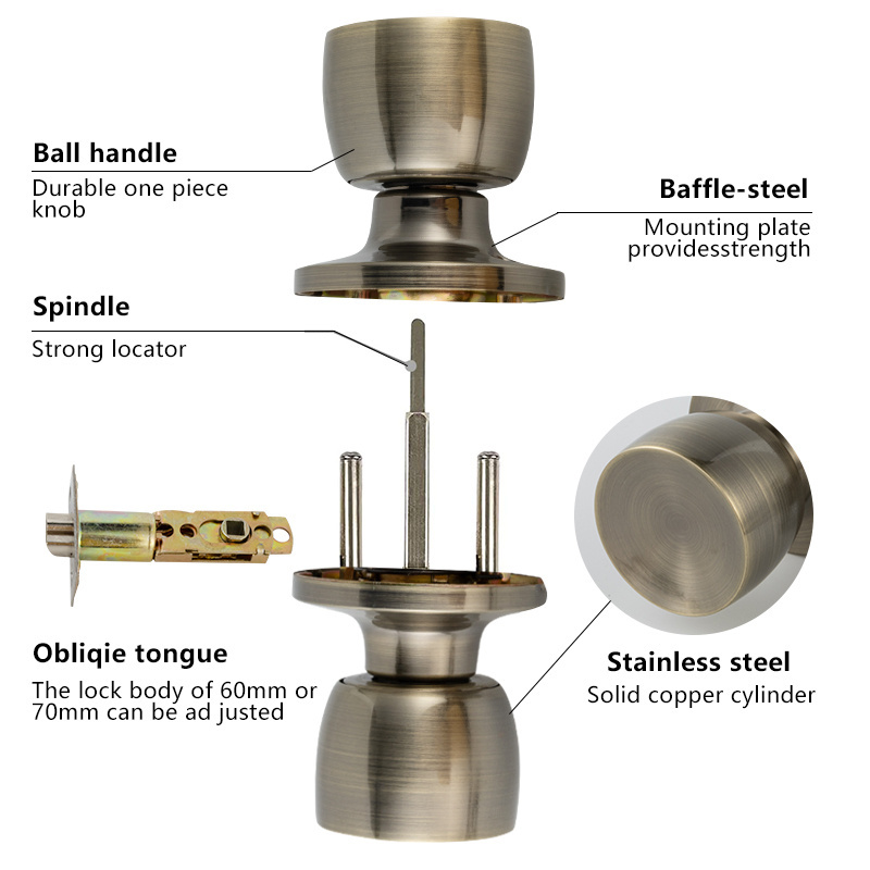 High quality 304(201)Stainless Steel Door Round Knob, Knob Lock, Knob Cam Lock