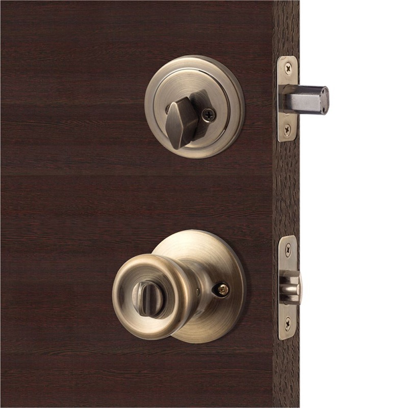 Entry Entrance Keyed Door Knob Lock and Single Cylinder Deadbolt Combo Pack Set Keyed Alike