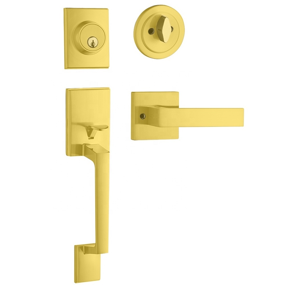 Popular Modern Main Gate Entry Entrance Grip Handle Door Knob Lever And Deadbolt Lock Set