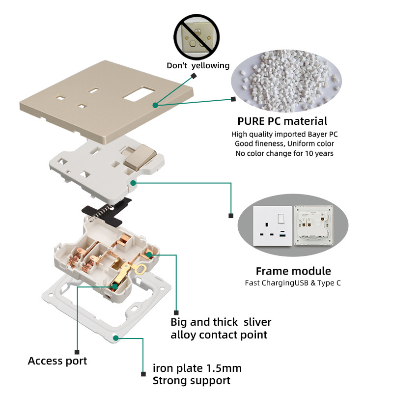 PC 86 1/2 Way 1/2/3/4 Gang uk standard piano wall switch sockets and switches electrical