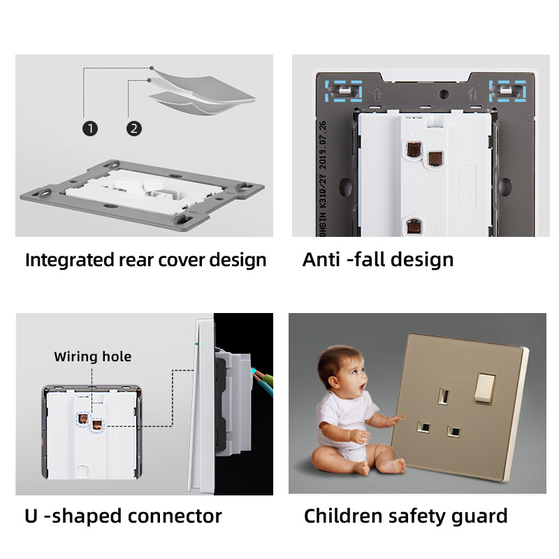 Modern 16a wall light switch electrical uk wall switch and socket with led indicator