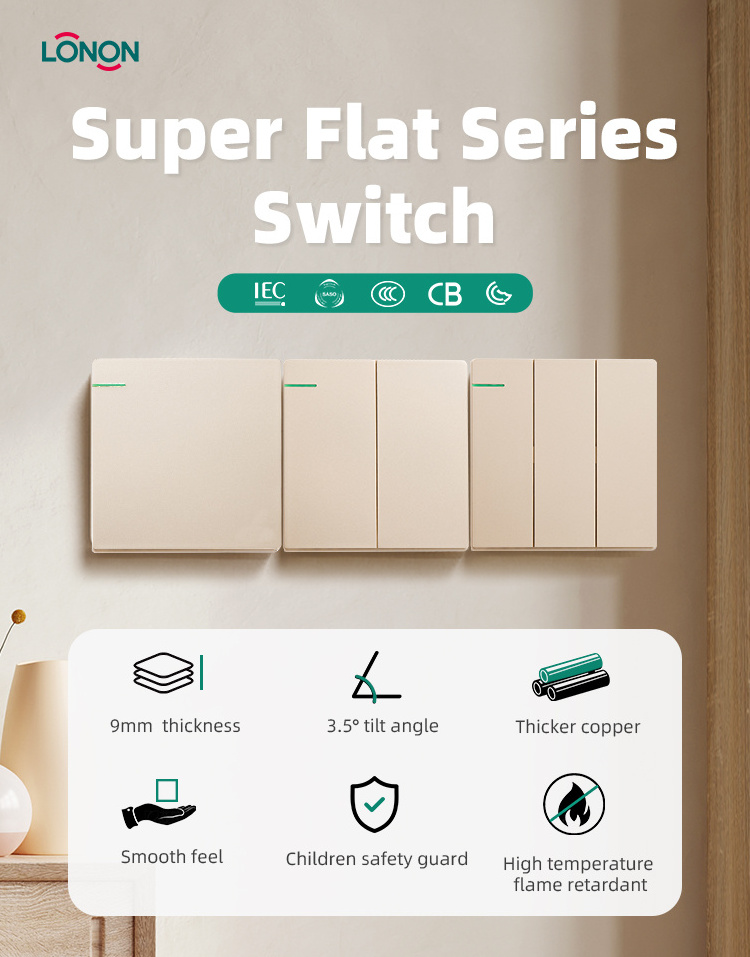 Modern 16a wall light switch electrical uk wall switch and socket with led indicator