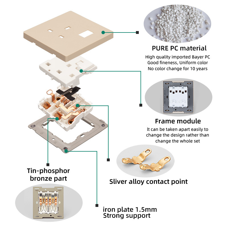 Uk standard wall sockets and switches electrical touch wall light switch