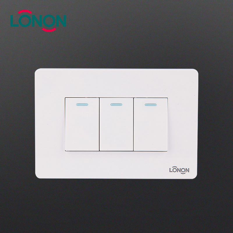 Top Quality 3 gang 1 way led push button touch wall switch