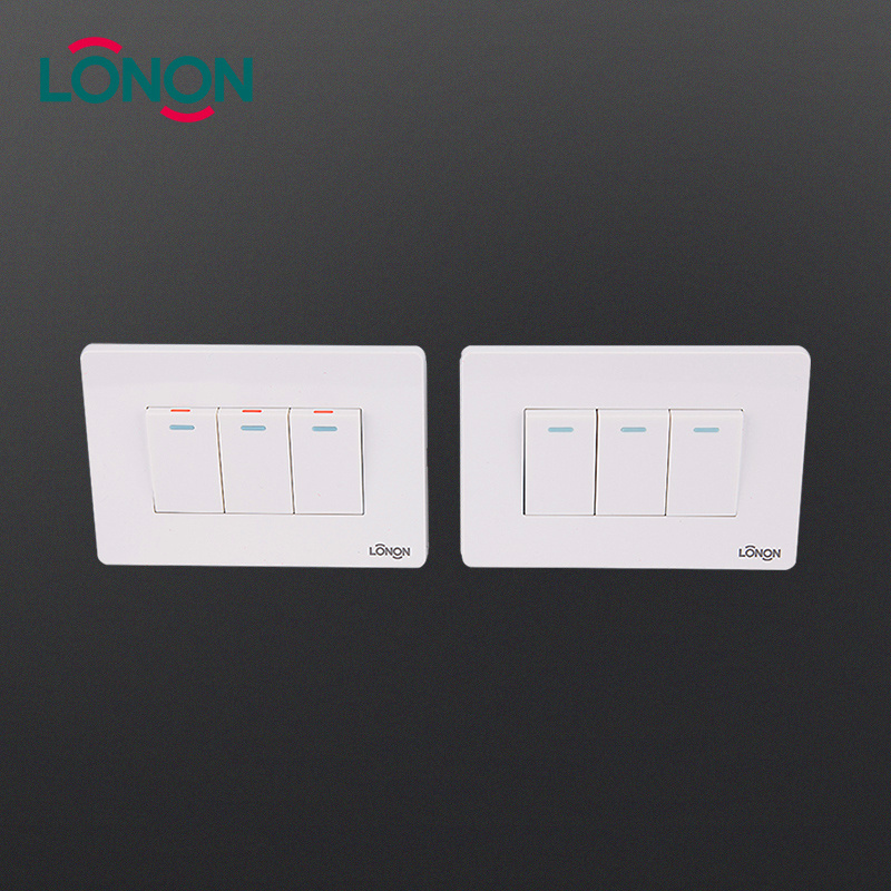 Top Quality 3 gang 1 way led push button touch wall switch