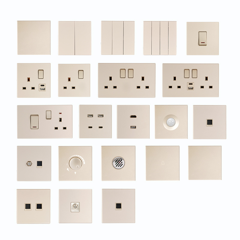 New Design US standard touch glass panel switches and sockets tempered glass wall switch