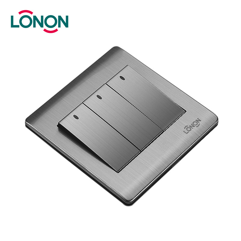 Lonon brand metal material 3 gang 2 way smart light switch