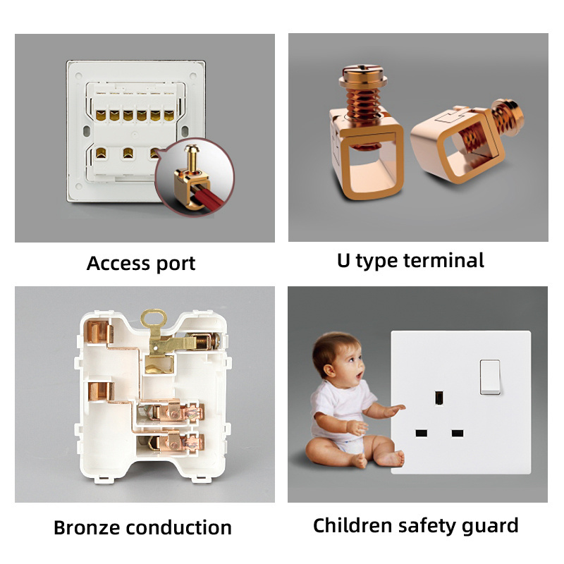 OEM/ODM factory 1/2 Way 1/2/3/4 Gang home switch socket light uk standard wall switches and sockets electrical