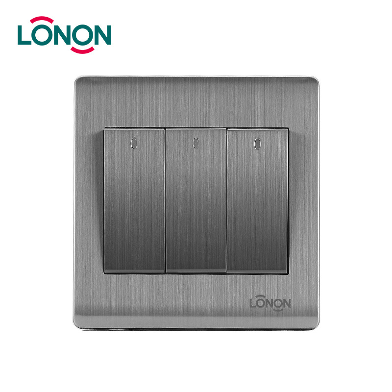 Lonon brand metal material 3 gang 2 way smart light switch