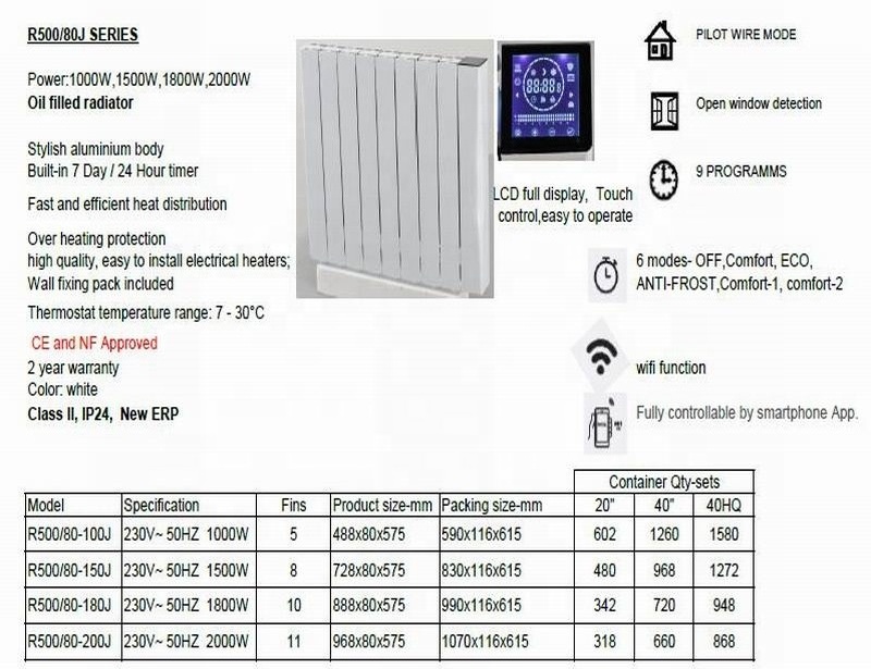 CE NF EMC LVD New Erp European design Electrical  radiator oil filled heater FLIUD aluminum radiator