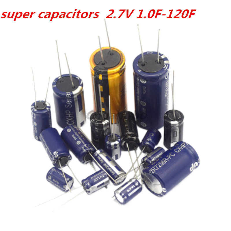 2pcs super capacitors  2.7V 0.5F 1.0F 1F 2F 3.3F 4F 4.7F 5F 6F 7F 8F 10F 15F 20F 25F 30F 50F 60F 70F 100F 120F farad capacitor