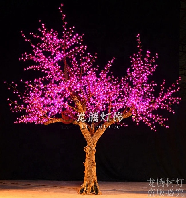 Nature trunk outdoor landscaping flower decorative lamp plastic cherry blossom tree