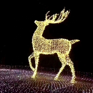 Outdoor Waterproof Garden Street Holiday Landscape Deer Lamp Motif Decoration 3D Large Led Christmas Reindeer Lights