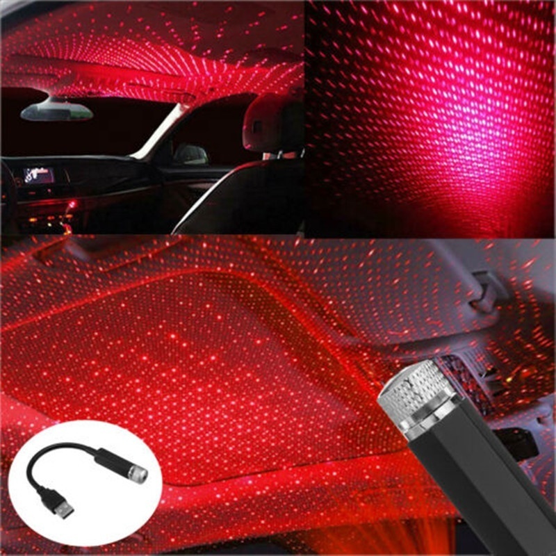 Lonvel Romantic LED Car Roof Star Night Light Projector 50mw Atmosphere Lamp USB ambient lights for Cars Interior Decor Light