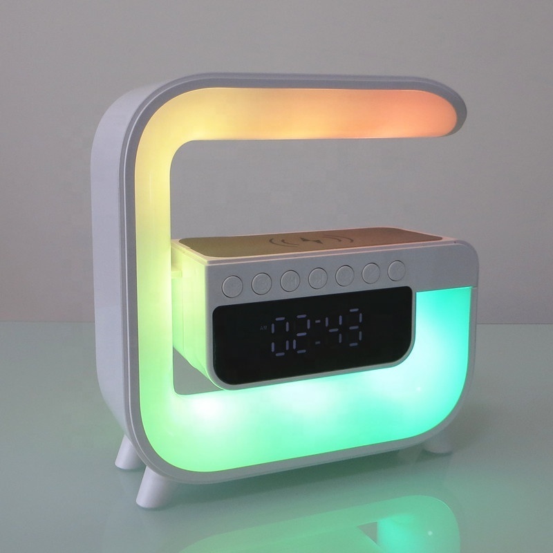 Lonvel Atmosphere LED Night Light BT Speaker Little G3 Music Lamp Alarm Clock Smart Light With 15W Wireless Charger G Shape Lamp