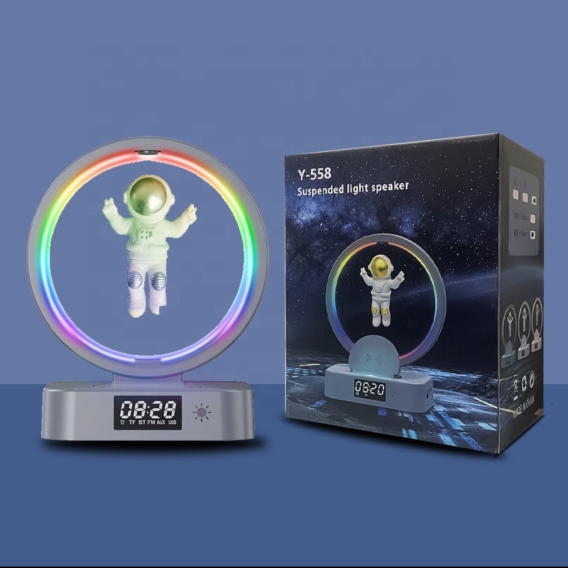 Lonvel Astronaut Remote Control USB Romantic Atmosphere Decoration RGB BT Wireless Speaker With Table Lamp Clock Function