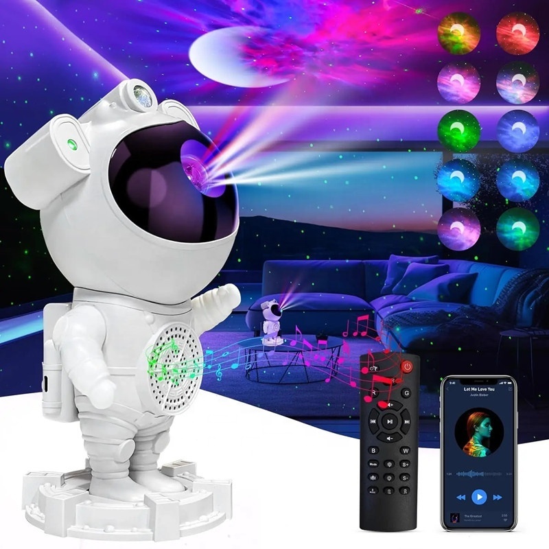 Lonvel Space Man 3 Eyes Spaceman Projector Lamp, Kids Star Projector Nebula Night Light Projector Starry Sky Light for Bedroom