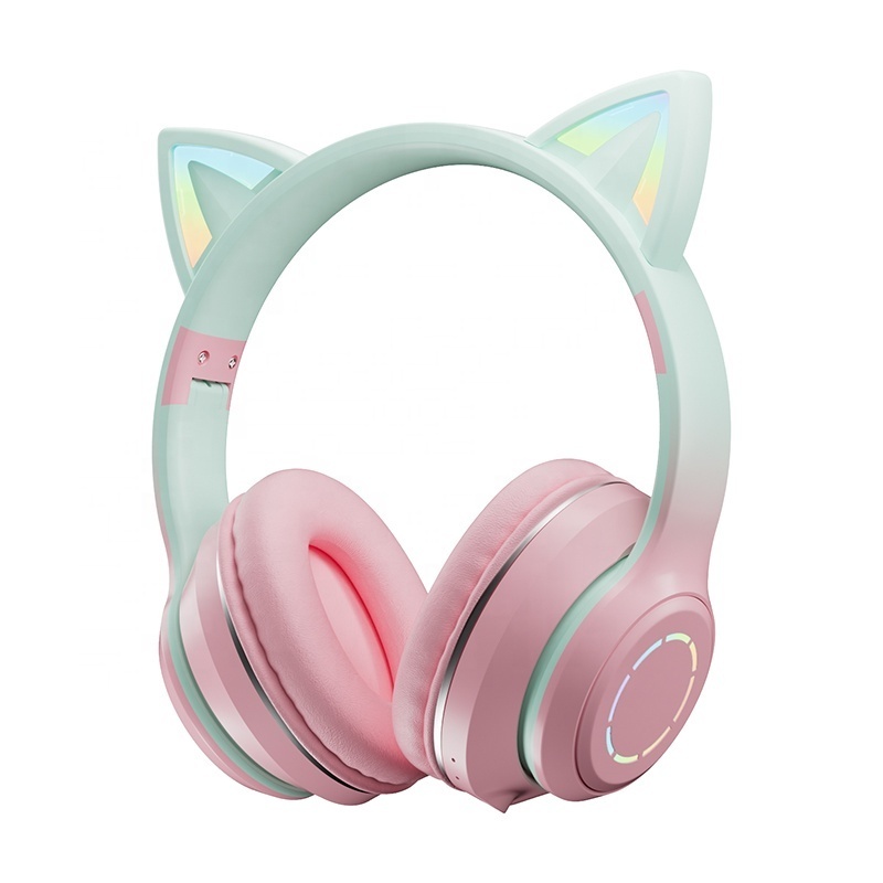 Lonvel ST89M Wireless Headphones BT 5.3 Cat Ear Stereo Sports Headphones Cat-ear Music Game Headphone Colorful light Headset