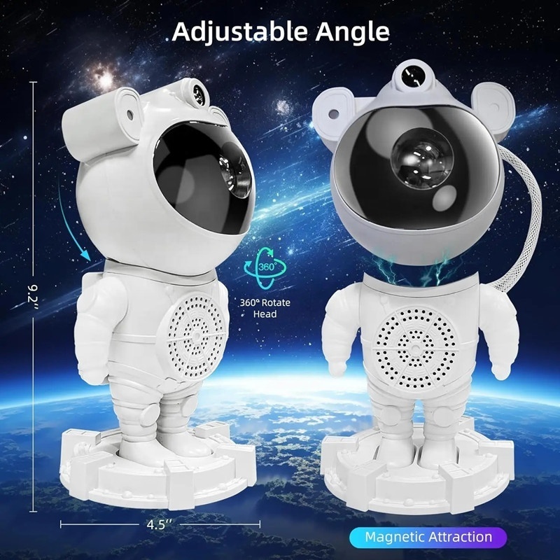 Lonvel Space Man 3 Eyes Spaceman Projector Lamp, Kids Star Projector Nebula Night Light Projector Starry Sky Light for Bedroom