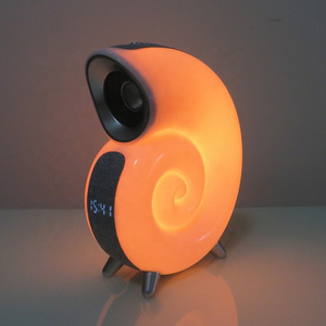 Lonvel best selling novelties products 2024 USB SD card FM radio alarm Clock LED light Conch Music Lamp 4 in 1 speaker